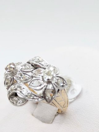 Anillo Oro 18k Flores Diamantes