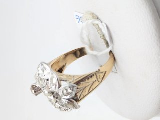 Anillo Oro 18k Flores Diamantes