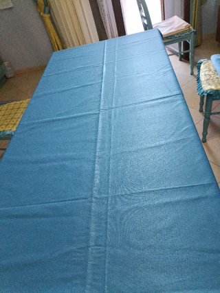 Tovaglia blu/grigio in tessuto