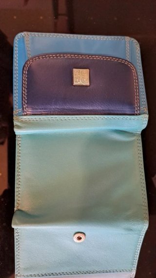 Portafoglio DuDu Bags donna pelle blu e teal