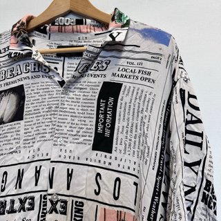 Camicia Vintage XXL Newspaper Print