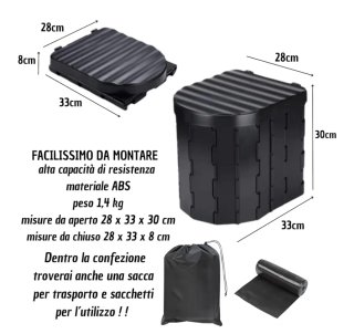 WC Portatile Campeggio 28x33x30 cm