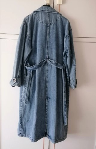 Trench vaquero largo azul Pull&Bear