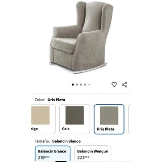 Sillón mecedora lactancia + 2 fundas gris