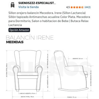 Sillón mecedora lactancia + 2 fundas gris