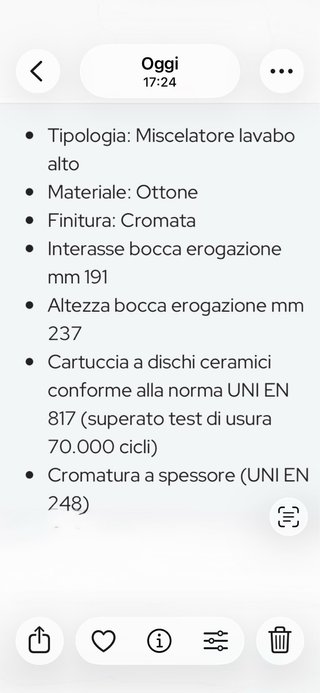 Rubinetto alto bagno metallo