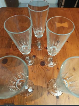 5 Calici di Champagne in Cristallo