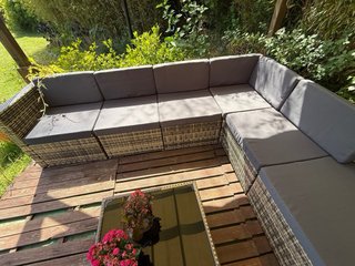 Conjunto Muebles Ratán Jardín Gris/Marrón