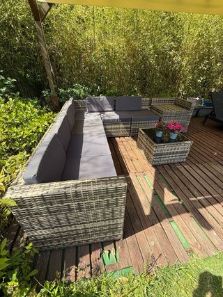 Conjunto Muebles Ratán Jardín Gris/Marrón