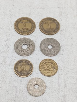 Lote 7 monedas antiguas Francesas