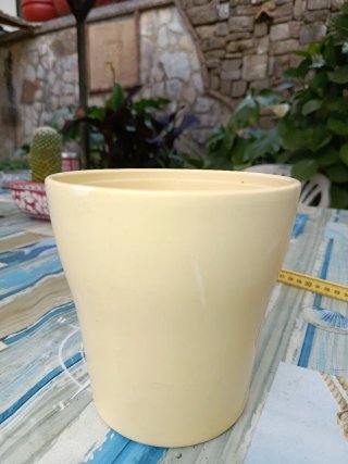 Coppia Portavasi Ceramica Giallo e Rosa