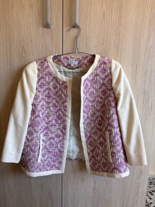 Conjunto traje morado y beige