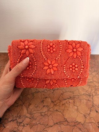 Bolso Clutch Bordado Naranja Anthropologie