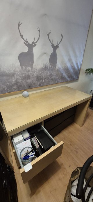 Escritorio madera y cristal