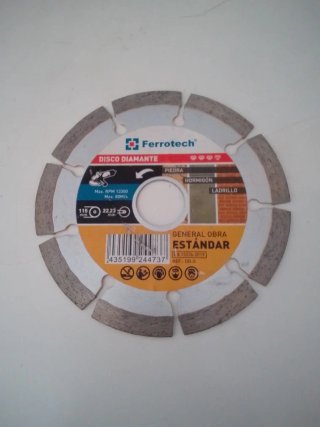 Disco Diamante Ferrotech 115mm Hormigón Piedra