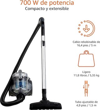 Amazon Basics Potente aspirador 700W sin bolsa