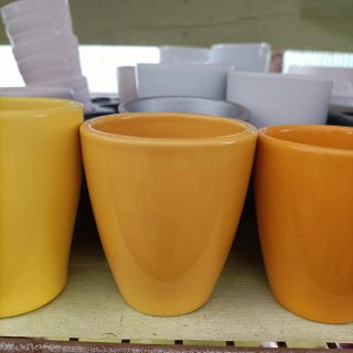 Set 5 Mini Vasi Gialli Ceramica