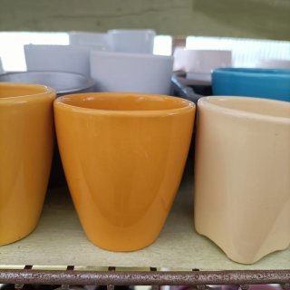 Set 5 Mini Vasi Gialli Ceramica