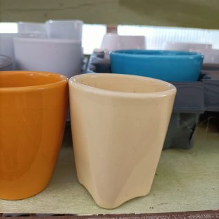 Set 5 Mini Vasi Gialli Ceramica
