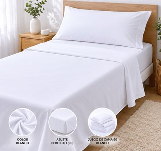4 Juegos Sábanas cama 90 Blancas