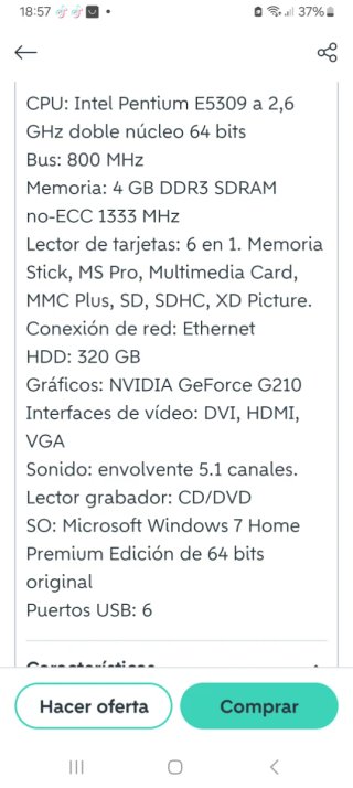 Torre PC Compaq Negra