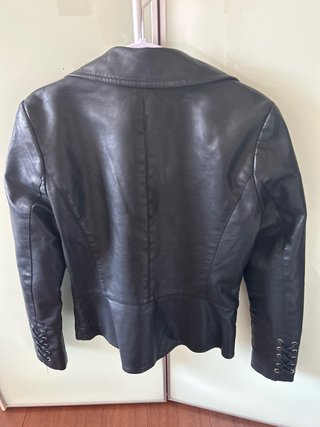 Chaqueta Biker Negra con Cordones