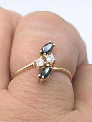 Anillo Oro 18k Zafiros y Diamantes