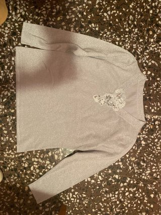 Camiseta plateada mujer manga larga