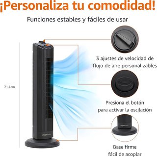 Amazon Basics Ventilador de Torre Oscilante 71 cm