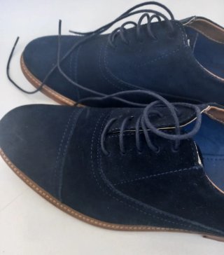 ZAPATOS DE ANTE  AZUL. CABALLERO