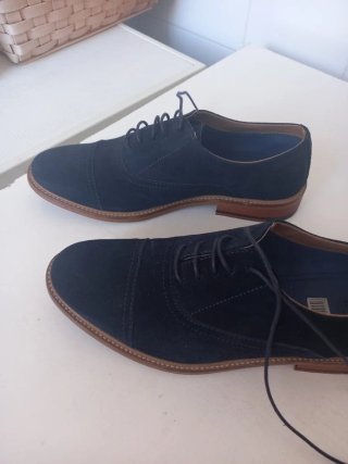 ZAPATOS DE ANTE  AZUL. CABALLERO