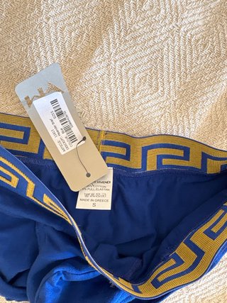 Slip Modus Vivendi Azul con Greca Dorada