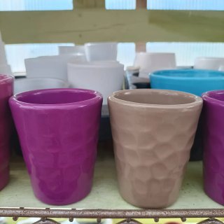 Set 5 Mini Vasi Ceramica Rosa Lilla Viola