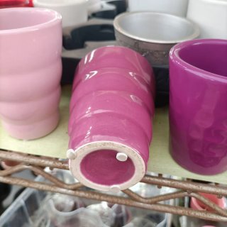 Set 5 Mini Vasi Ceramica Rosa Lilla Viola