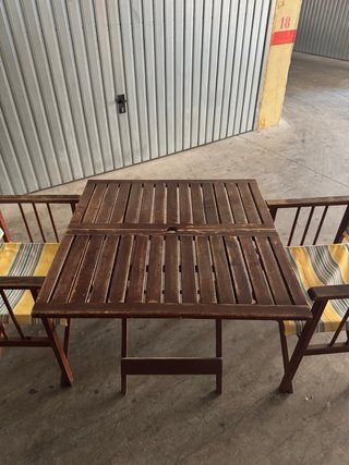 Mesa y 2 Sillas Terraza Madera