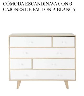 Cómoda Escandinava 6 Cajones Paulonia Blanca