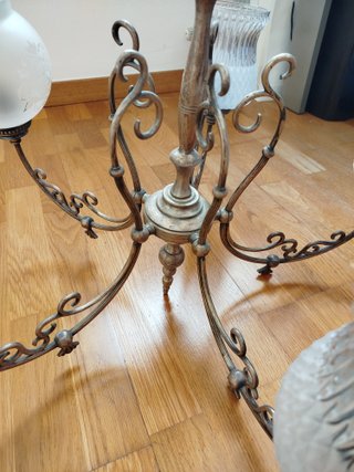 Lámpara Techo Candelabro Retro Cristal Metal