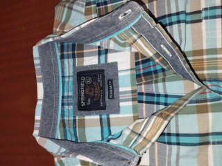 Camisa cuadros manga corta hombre