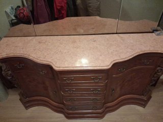 Mueble de entrada antiguo madera y mármol