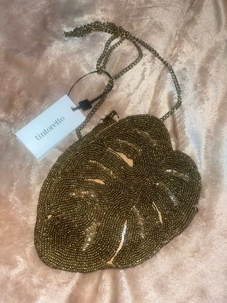 Bolso de fiesta hoja dorada