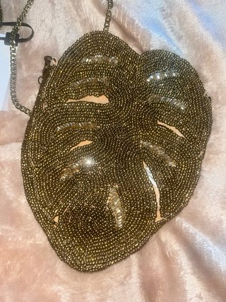 Bolso de fiesta hoja dorada