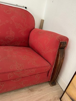 Sofá vintage tela y madera