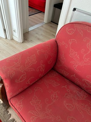 Sofá vintage tela y madera