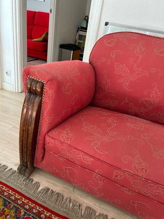Sofá vintage tela y madera