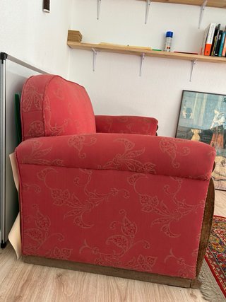 Sofá vintage tela y madera
