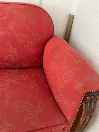 Sofá vintage tela y madera