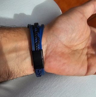 Pulsera de piel para hombre con cierre de acero