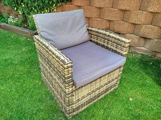 Conjunto Muebles Jardín Ratán Marrón/Gris.