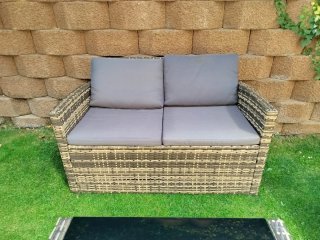 Conjunto Muebles Jardín Ratán Marrón/Gris.