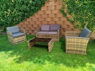 Conjunto Muebles Jardín Ratán Marrón/Gris.